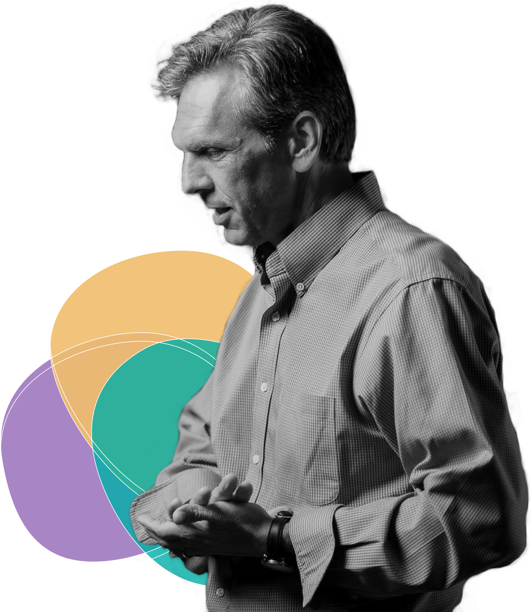 Portrait of Todd with illustration of color circles intersecting